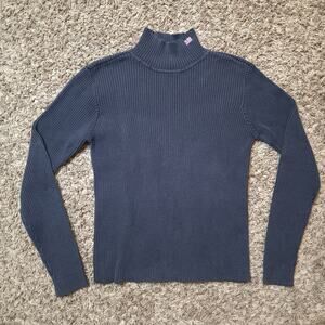 Vtg 90s Polo Jeans Ralph Lauren Turtleneck Sweater Shirt Medium Navy Blue Ribbed